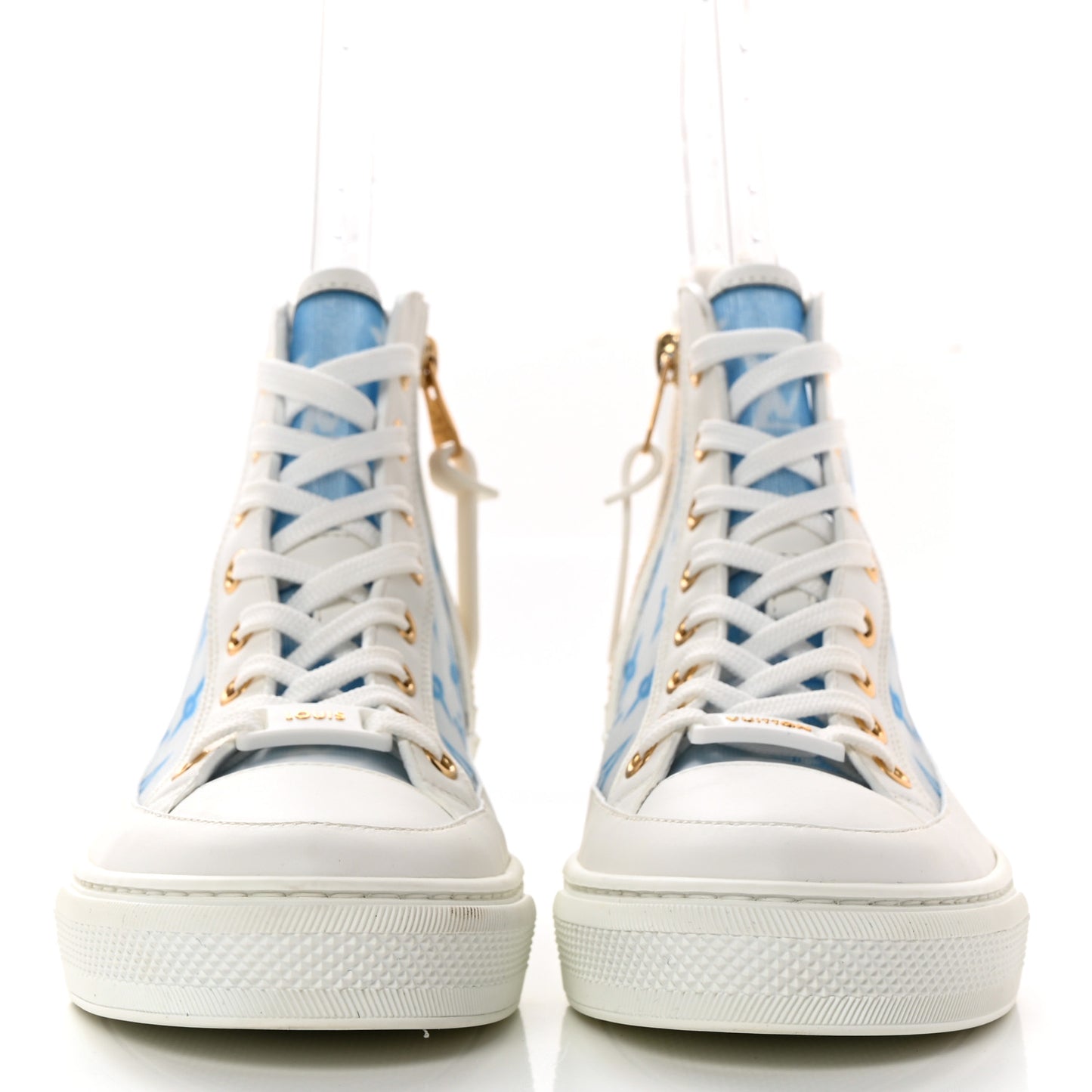 Technical Fabric Calfskin Monogram Printed Stellar Sneaker Boots 35.5 Blue