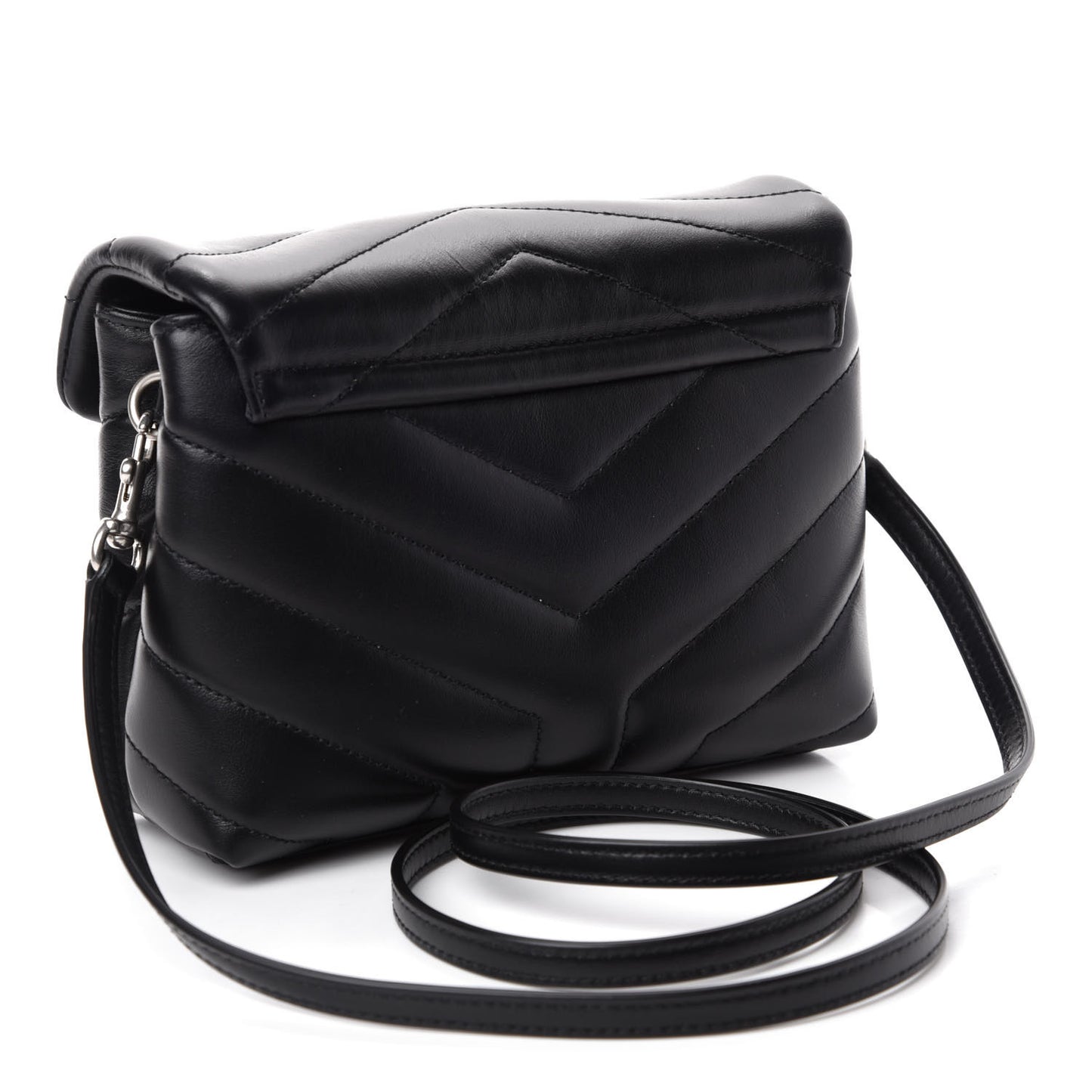 Calfskin Y Quilted Monogram Toy Loulou Crossbody Bag Black