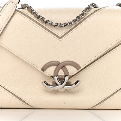 Chanel Caviar Macro Chevron Single Flap White 8 of 17