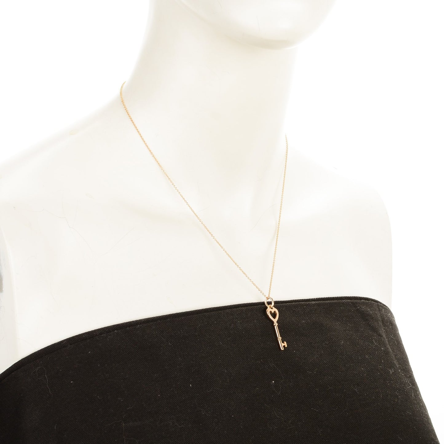 18K Rose Gold Mini Heart Key Pendant Necklace