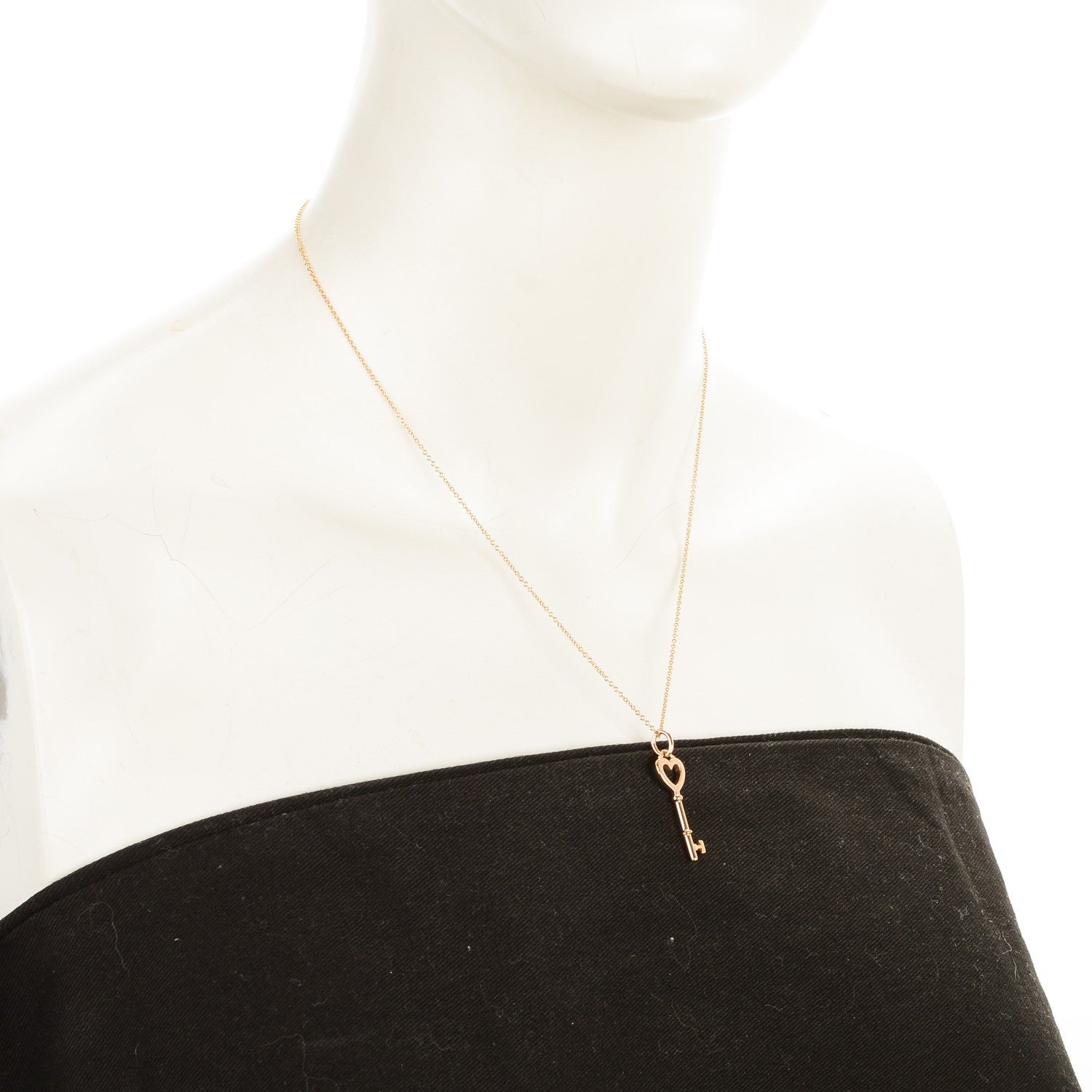 Tiffany 18K Rose Gold Mini Heart Key Pendant Necklace 2 of 6