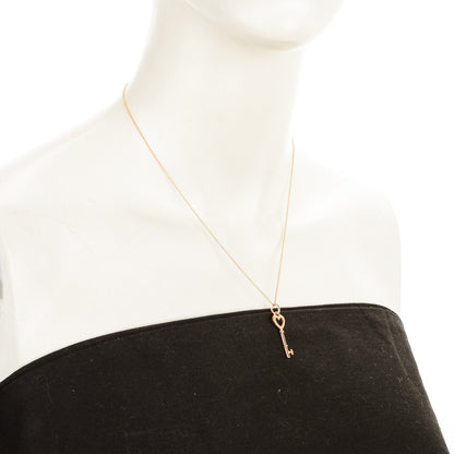 Tiffany 18K Rose Gold Mini Heart Key Pendant Necklace 2 of 6