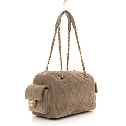 Chanel Suede Quilted Chanel 25 Bowling Bag Dark Grey 3 of 10