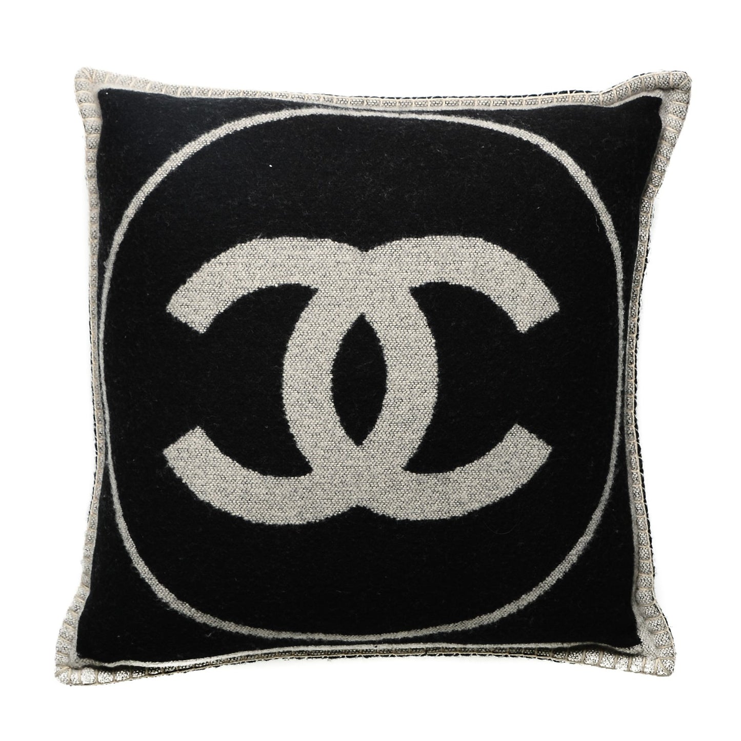 Merino Wool Cashmere CC Pillow Black Beige
