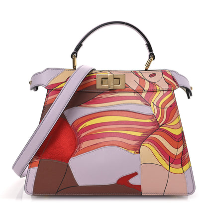 Fendi Vitello Seta Shiny Nappa Dancing Girls Inlay Small Peekaboo I SEE U Satchel Anemone Multicolor 1 of 12