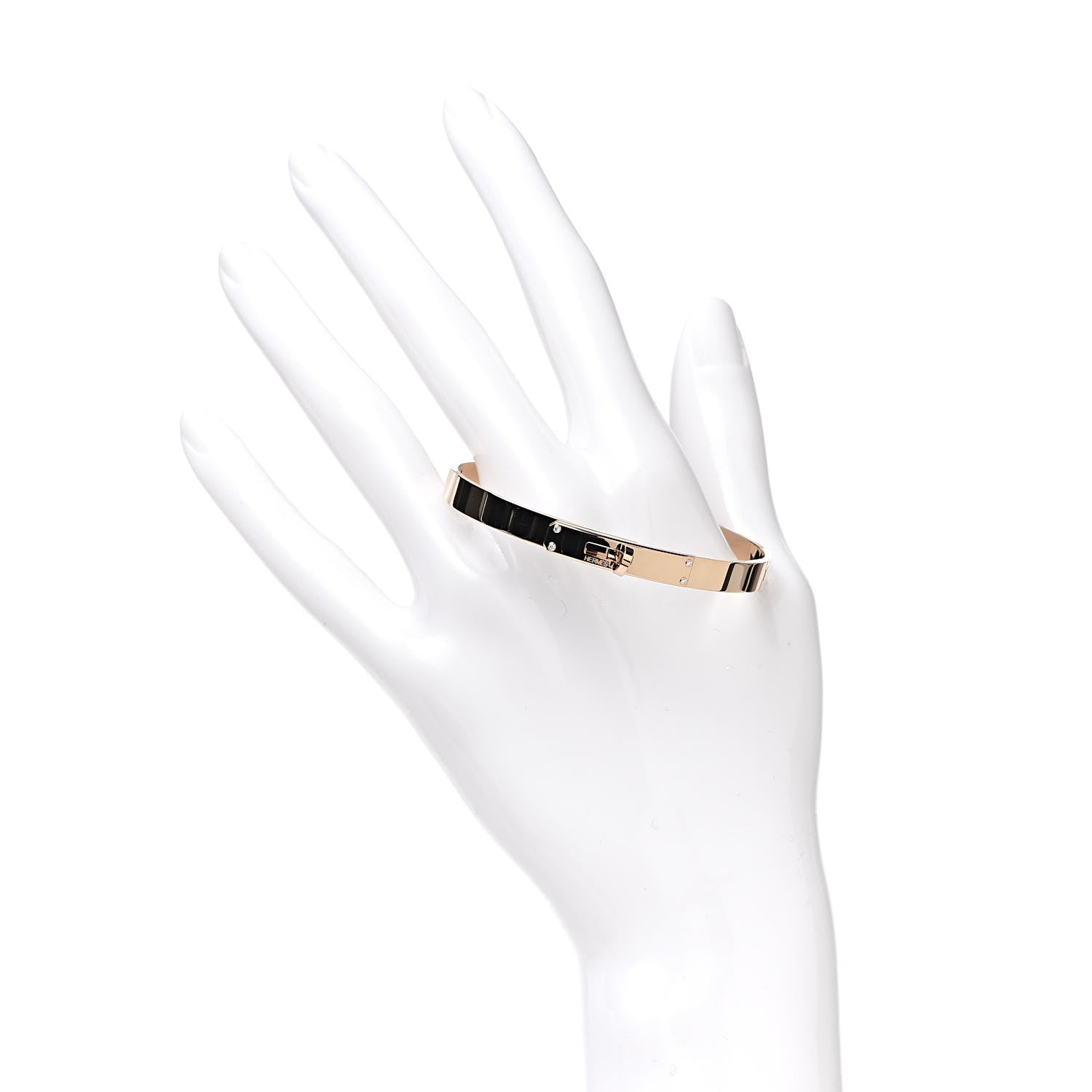 Hermes 18K Rose Gold Diamond PM Kelly Bracelet SH 2 of 5