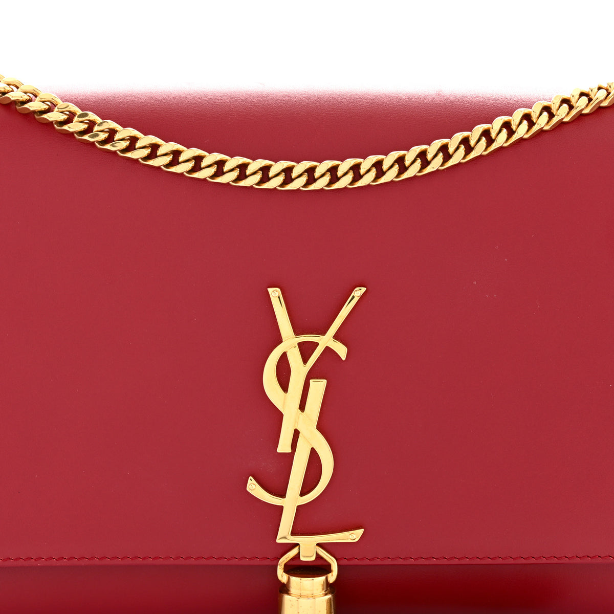 Saint Laurent Smooth Calfskin Medium Classic Monogram Kate Tassel Satchel Lipstick Red 8 of 12