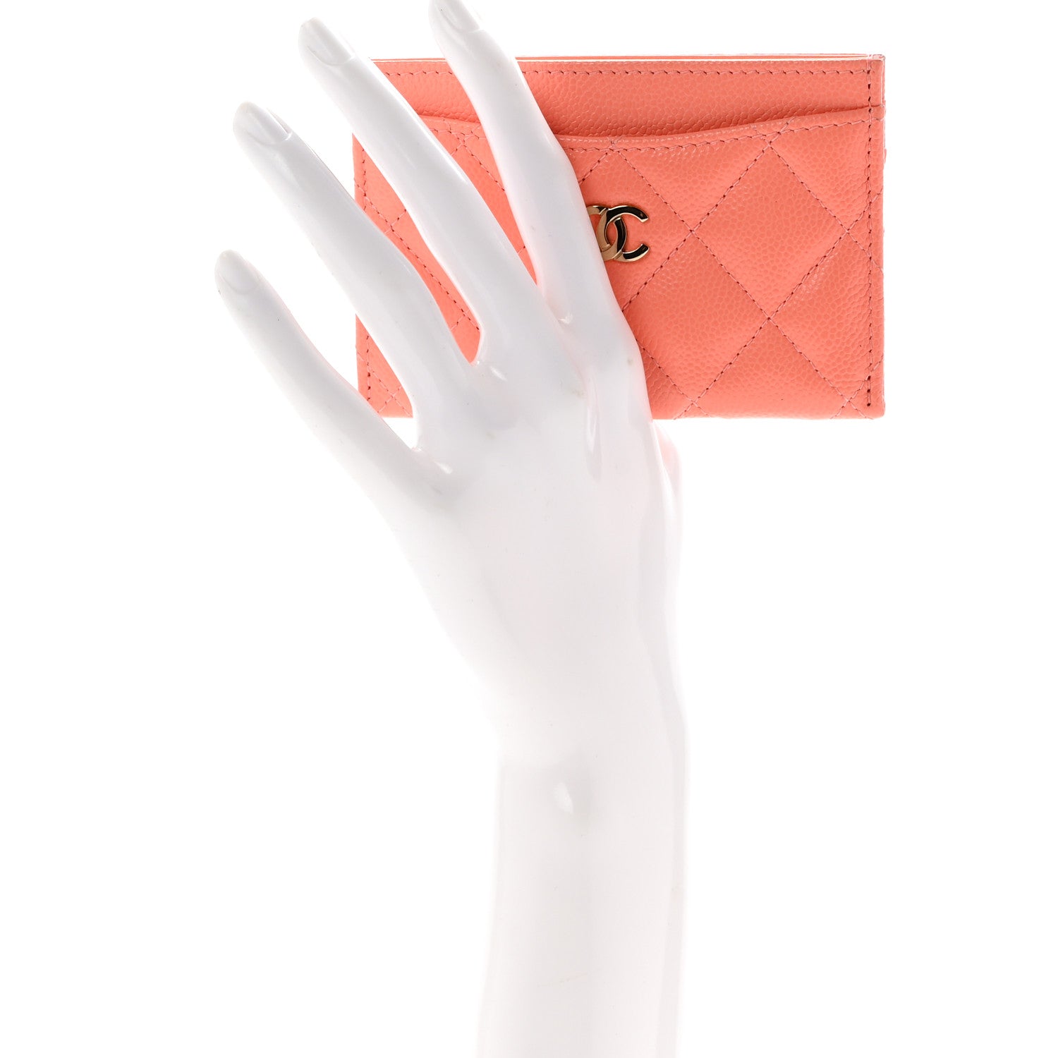Chanel Caviar Quilted Card Holder Light Orange 2 of 10