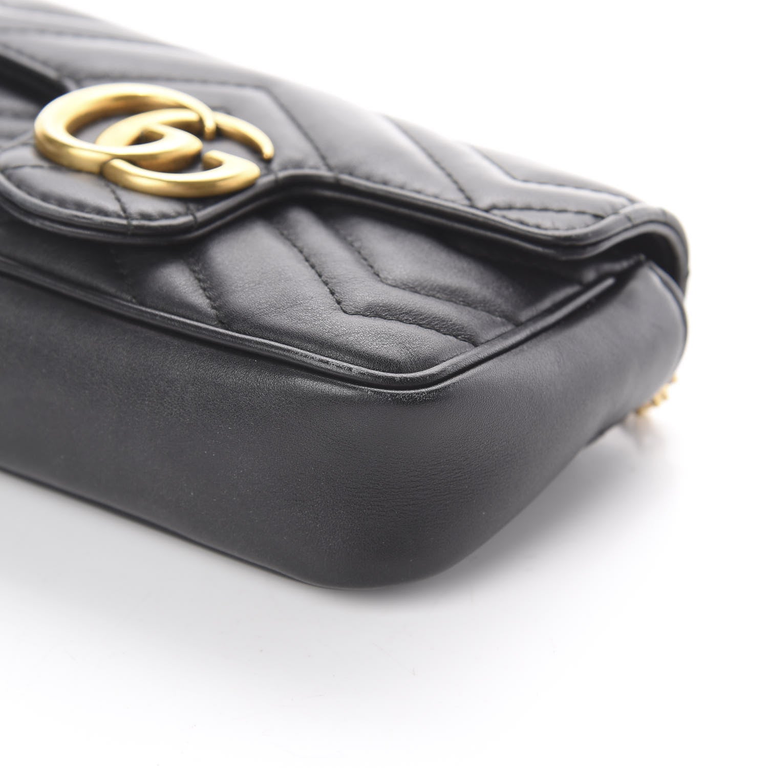 Gucci Calfskin Matelasse Super Mini GG Marmont Shoulder Bag Black 6 of 7