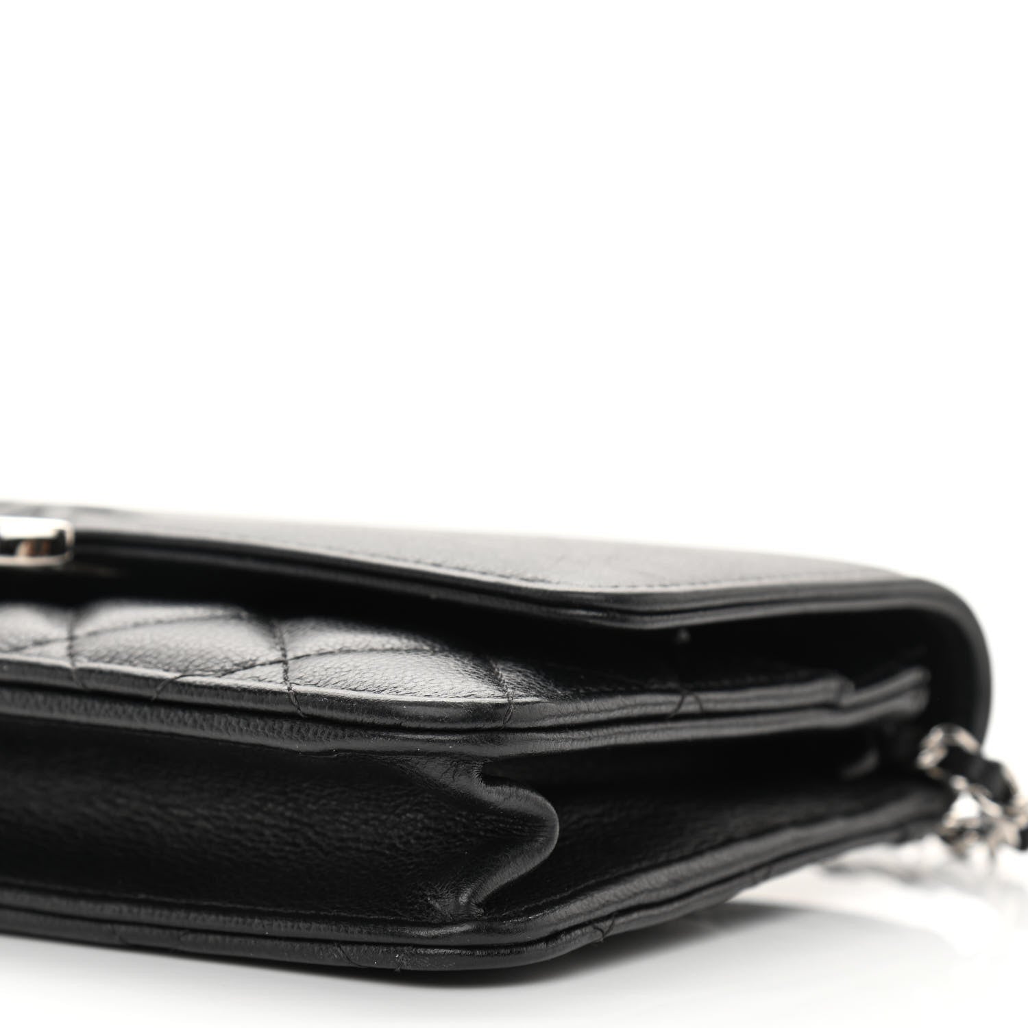 Chanel Grained Calfskin Quilted CC Box Wallet On Chain WOC Black 11 of 12