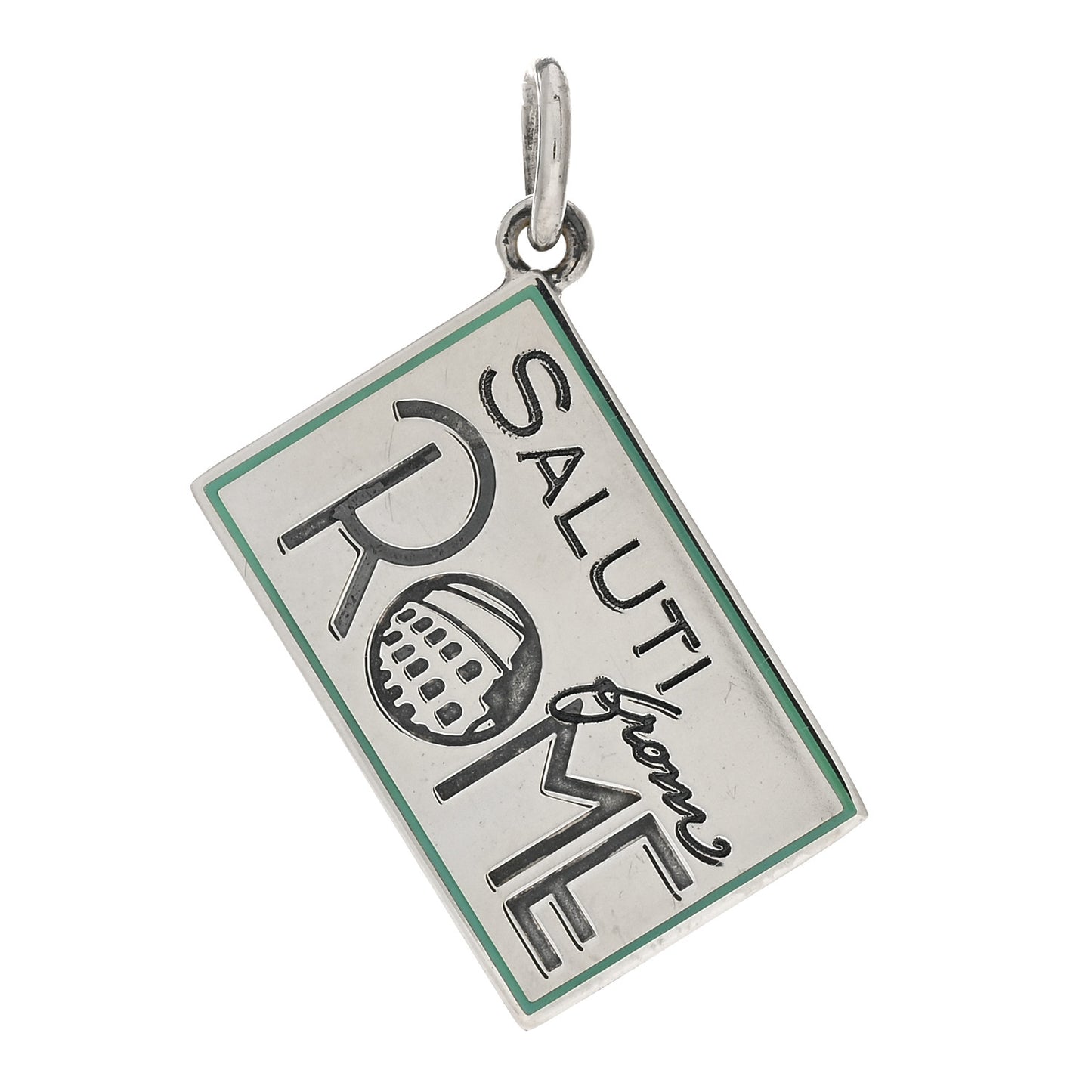 Sterling Silver Enamel Rome Postcard Charm Blue
