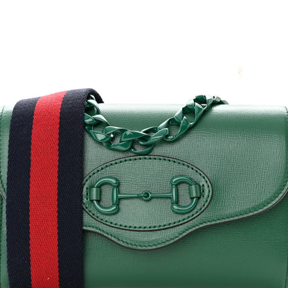 Gucci Azalea Calfskin Web Monochrome Mini Horsebit 1955 Chain Shoulder Bag Emerald 8 of 17