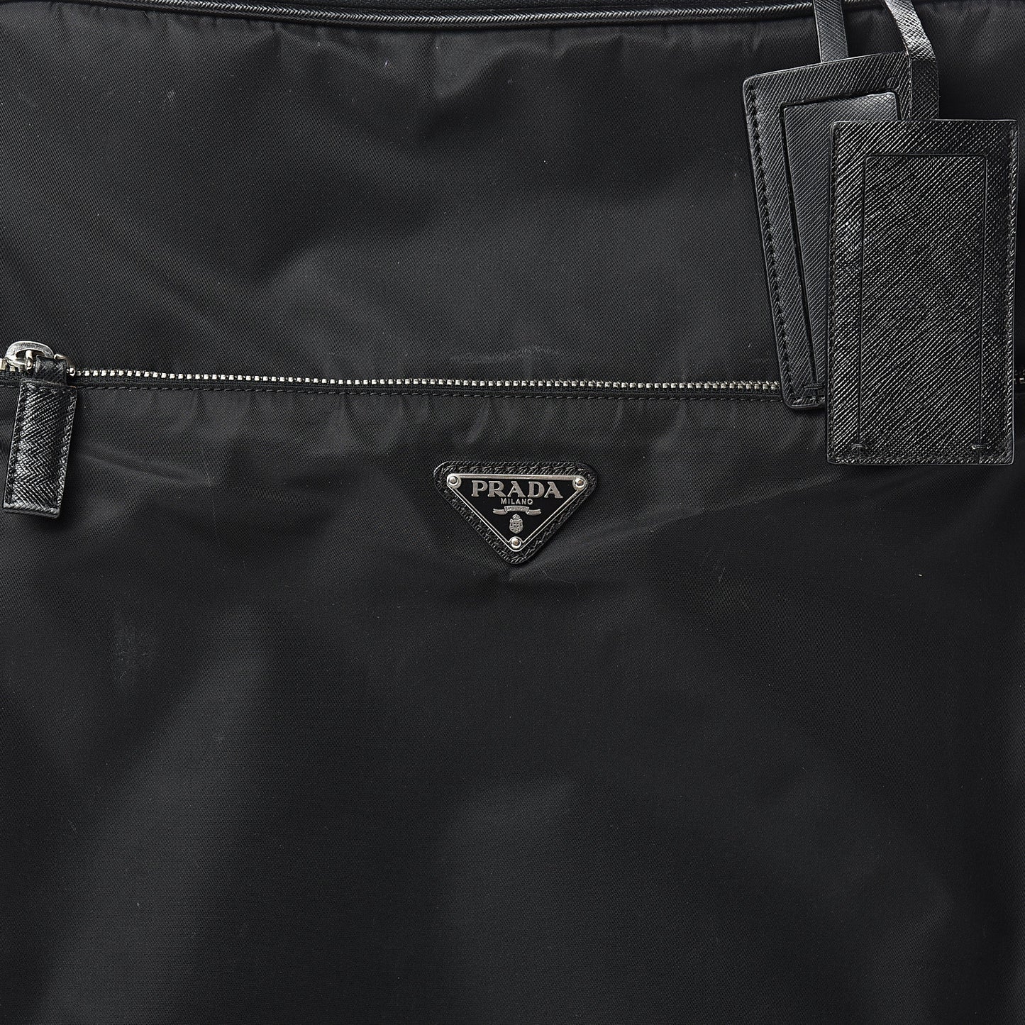 Tessuto Nylon Saffiano Trolley Luggage Black