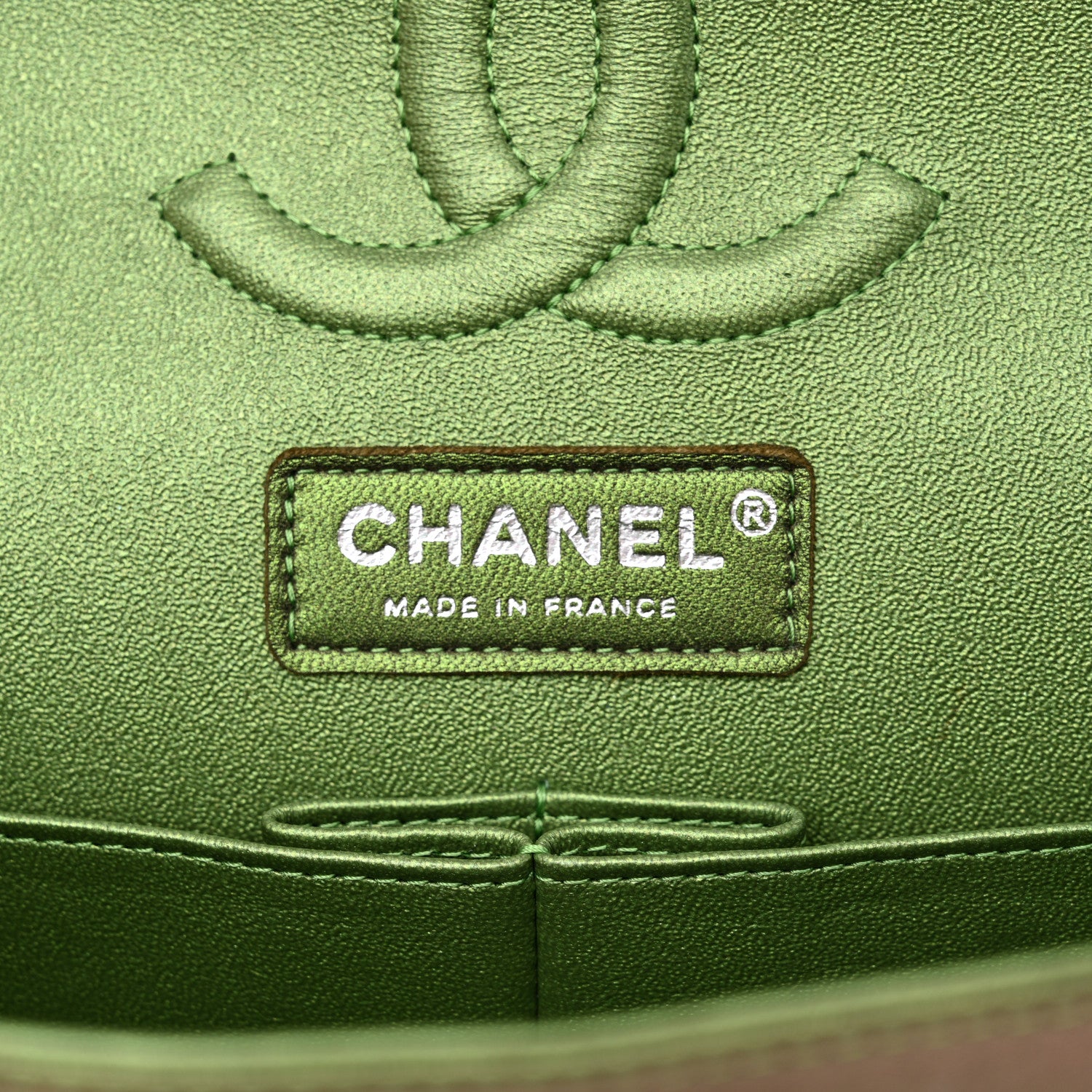 Chanel Iridescent Lambskin Quilted Medium Double Flap Green 6 of 13