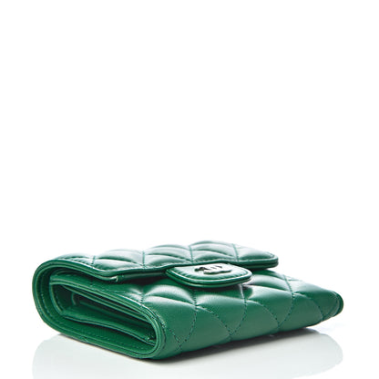 Chanel Lambskin Quilted Small Compact Wallet Green 4 of 10