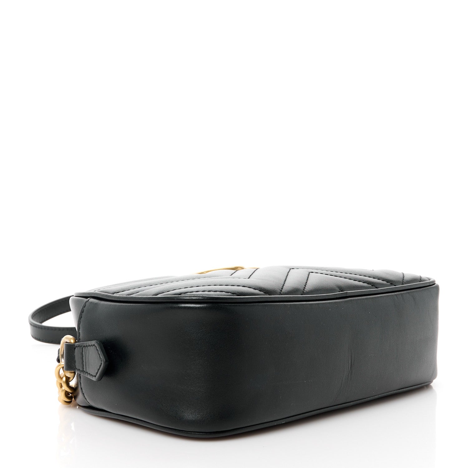 Gucci Calfskin Matelasse Small GG Marmont Chain Shoulder Bag Black 4 of 10