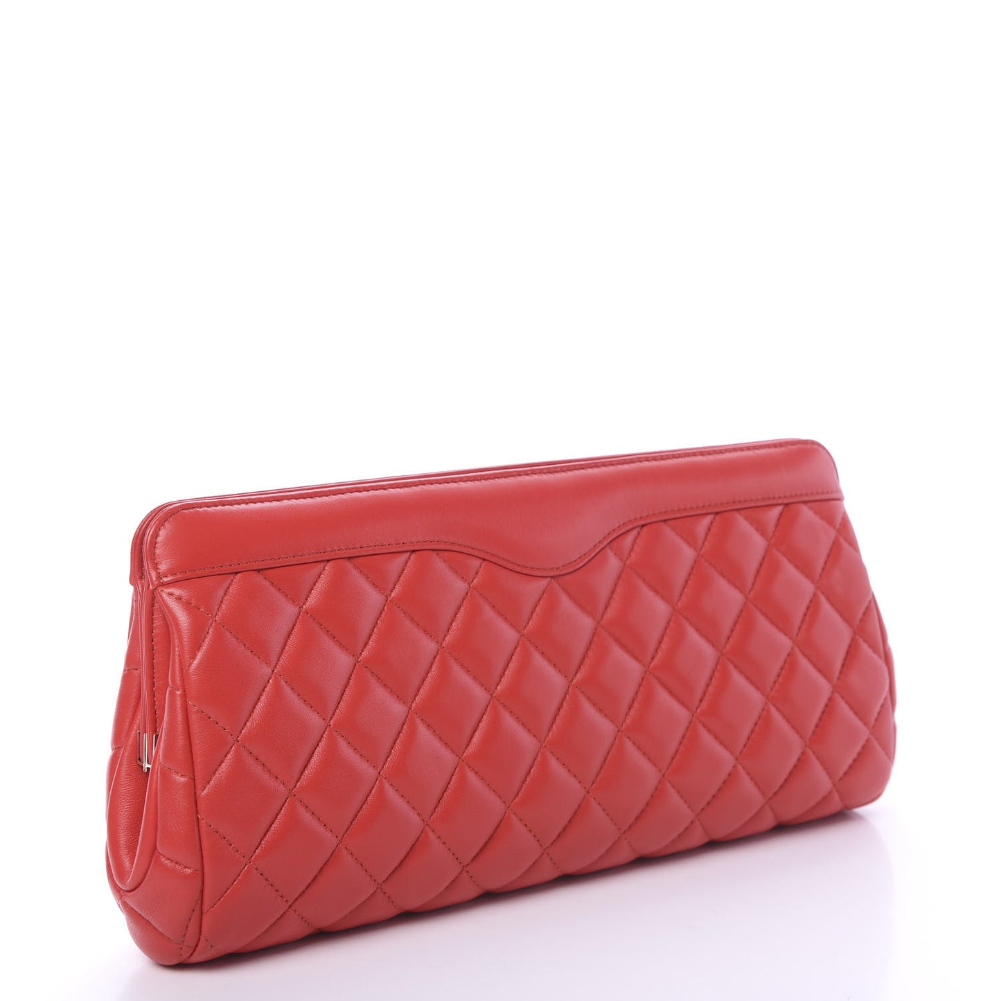 Lambskin Quilted Clutch Red