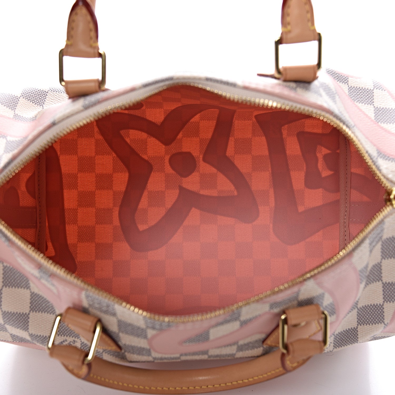 Louis Vuitton Damier Azur Tahitienne Speedy Bandouliere 30 Rose Ballerine 5 of 11