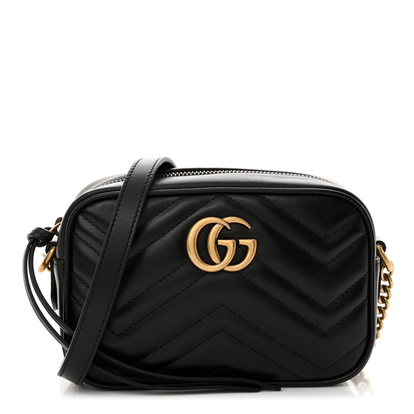 Calfskin Matelasse Mini GG Marmont Chain Shoulder Bag Black