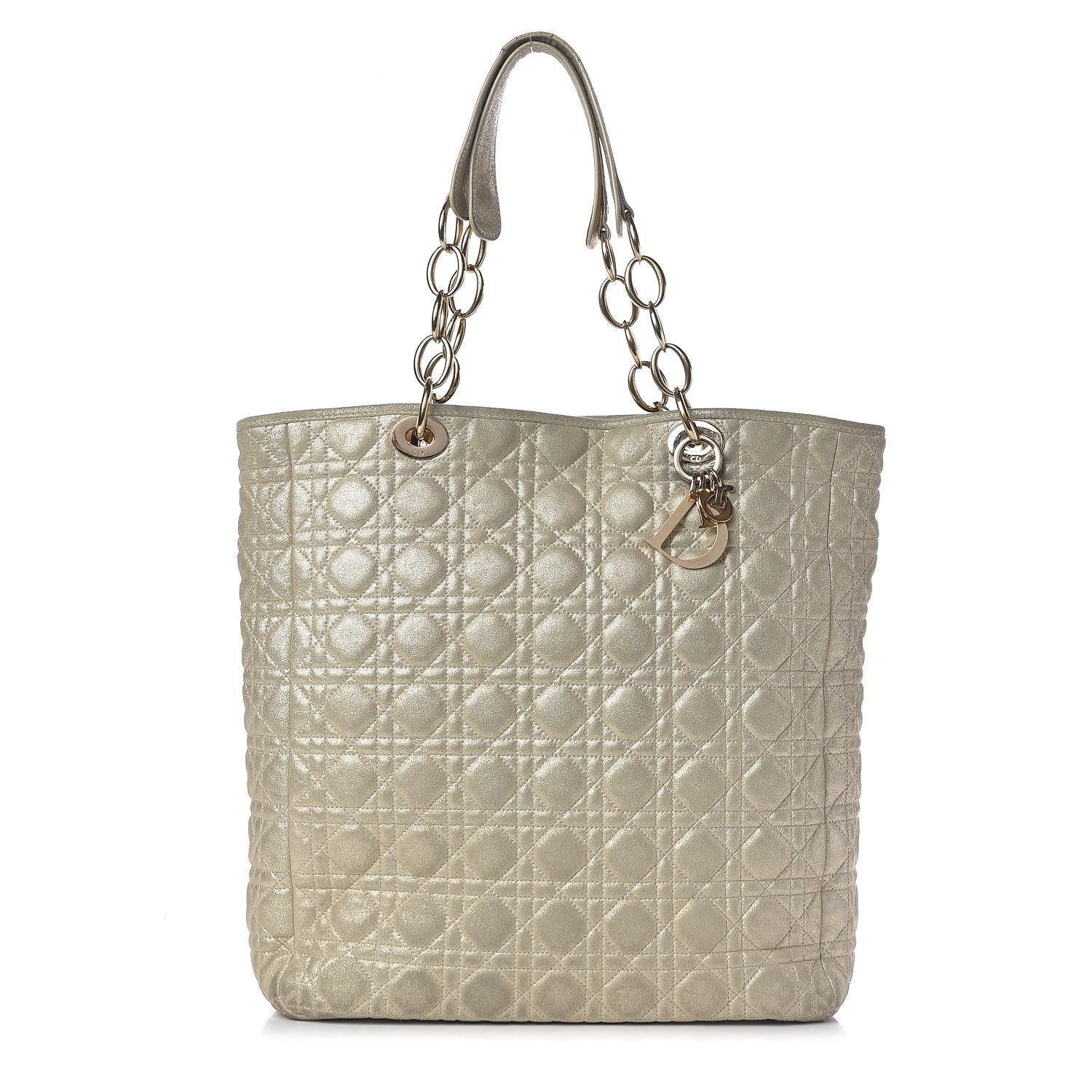 Christian Dior Metallic Lambskin Cannage Dior Soft Shopping Tote Gold 1 of 31