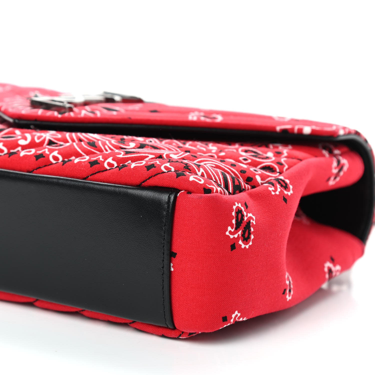 Saint Laurent Canvas Bandana Matelasse Chevron Medium College Bag Red 8 of 9