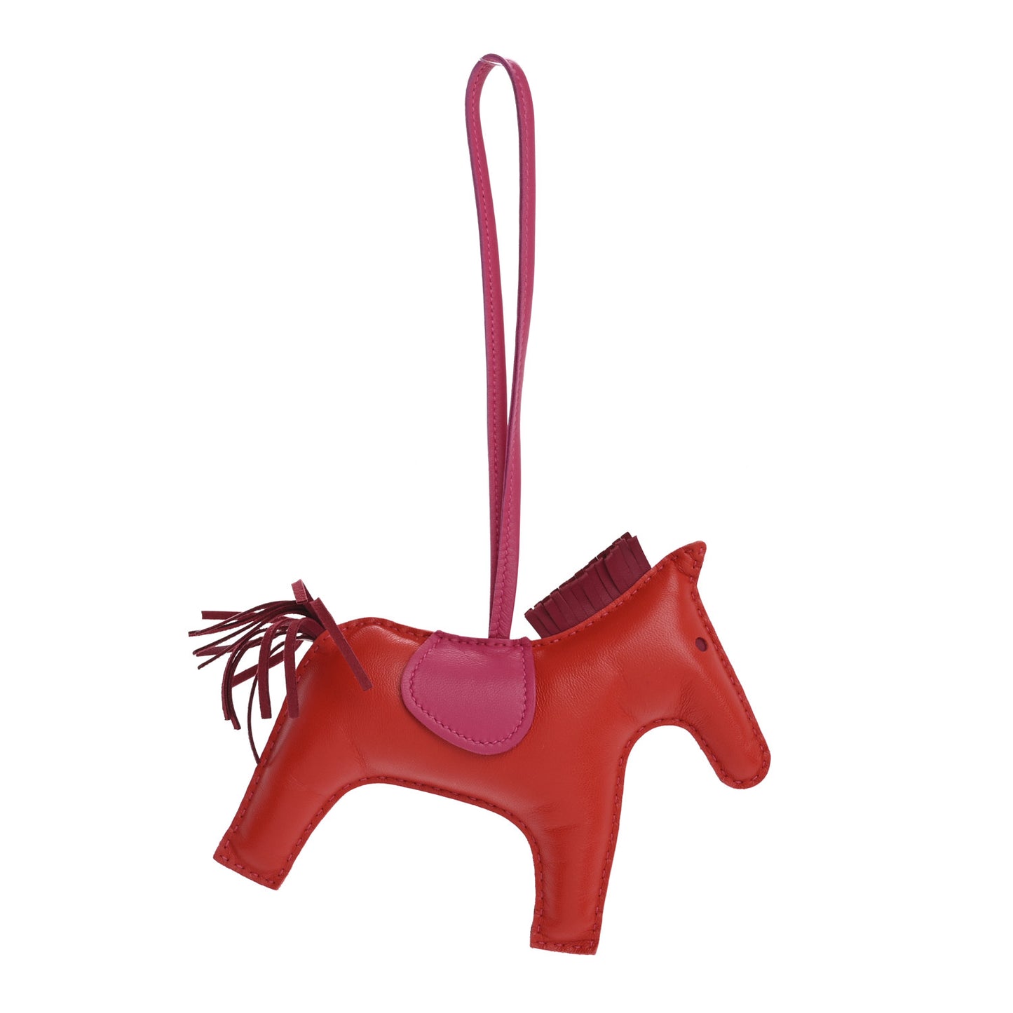 Milo Lambskin Grigri Rodeo Horse Bag Charm GM Rouge Indien Rubis Rose Mexico