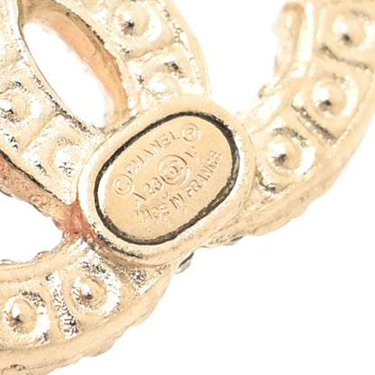 Chanel Pearl Crystal CC Earrings Light Gold 4 of 4