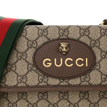 Gucci GG Supreme Monogram Web Small Neo Vintage Double Flap Messenger Bag Beige New Acero 8 of 12