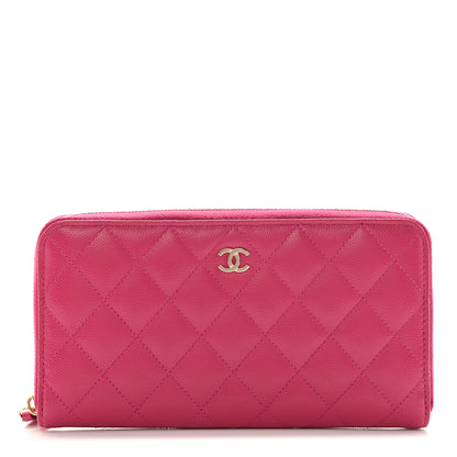 Chanel Caviar Quilted Large Gusset Zip Around Wallet Fuchsia 1 of 9