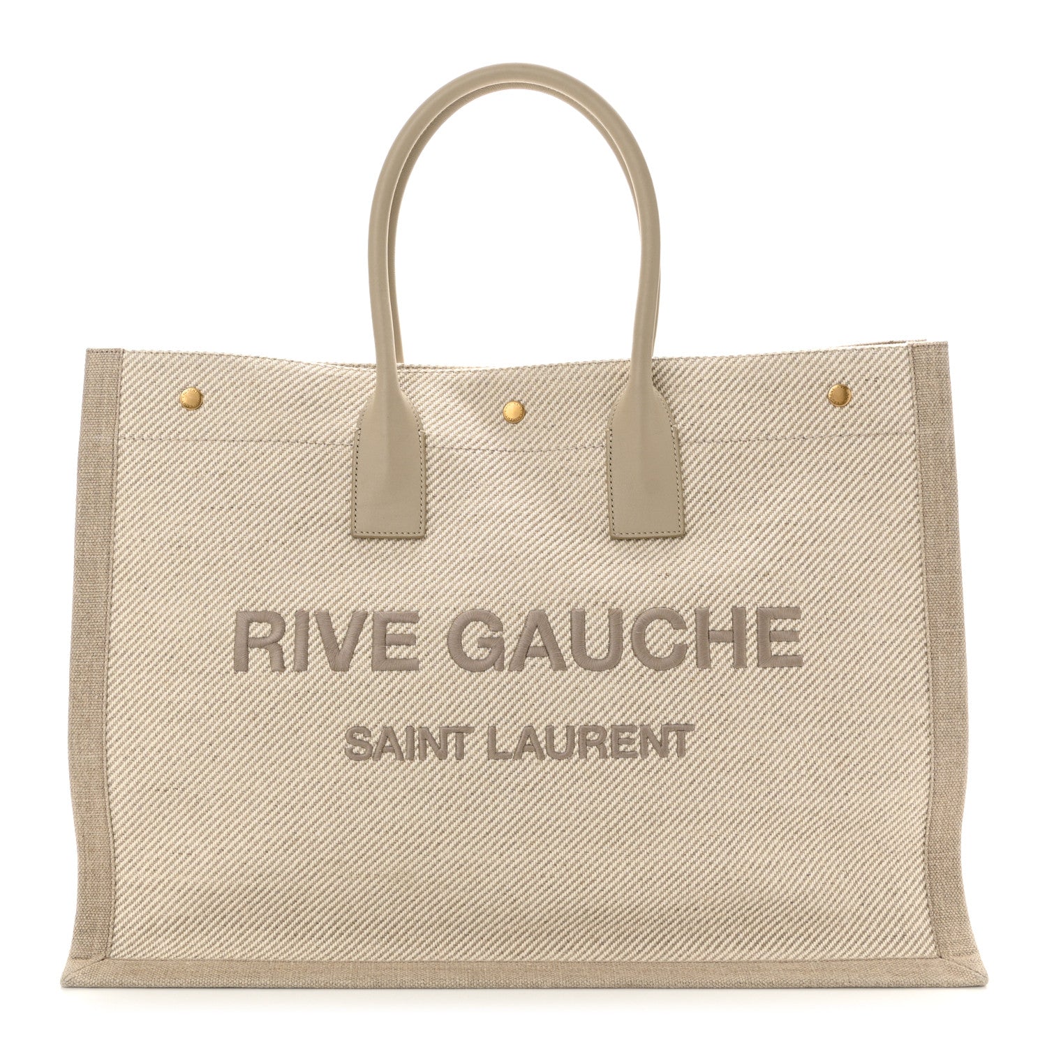 Saint Laurent Linen Calfskin Rive Gauche Tote Beige Sea Salt 1 of 10