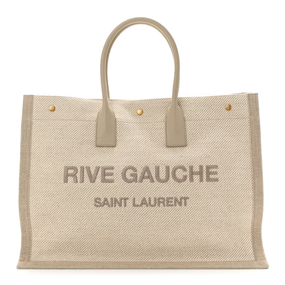 Saint Laurent Linen Calfskin Rive Gauche Tote Beige Sea Salt 1 of 10