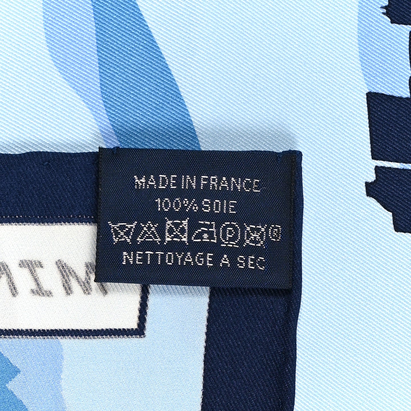 Silk Minuit Au Faubourg Scarf 70 Marine Ciel White