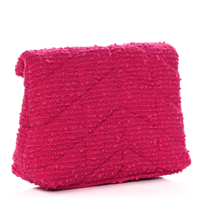 Saint Laurent Boucle Tweed Quilted Loulou Puffer Monogram Pouch Clutch Magenta 4 of 12