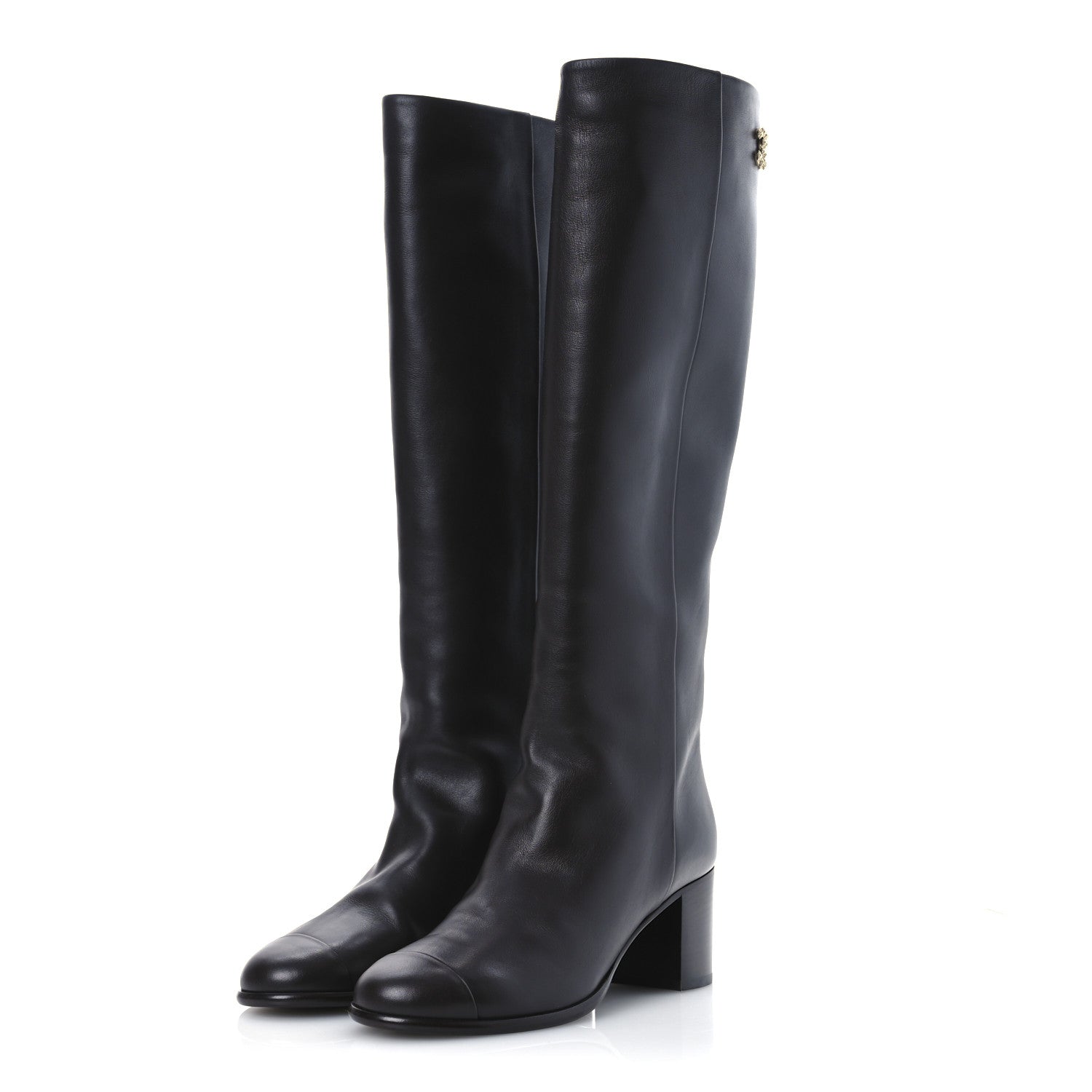 Chanel Calfskin CC High Boots 37.5 Dark Brown 4 of 13