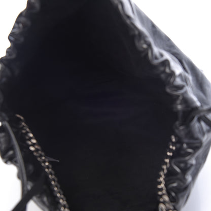Saint Laurent Cracked Shiny Calfskin Teddy Drawstring Bag Black 6 of 9