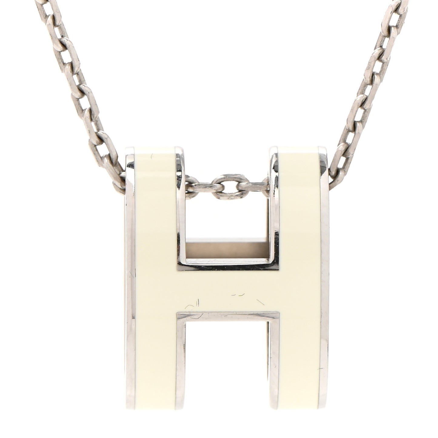 Lacquered Palladium Pop H Pendant Necklace White