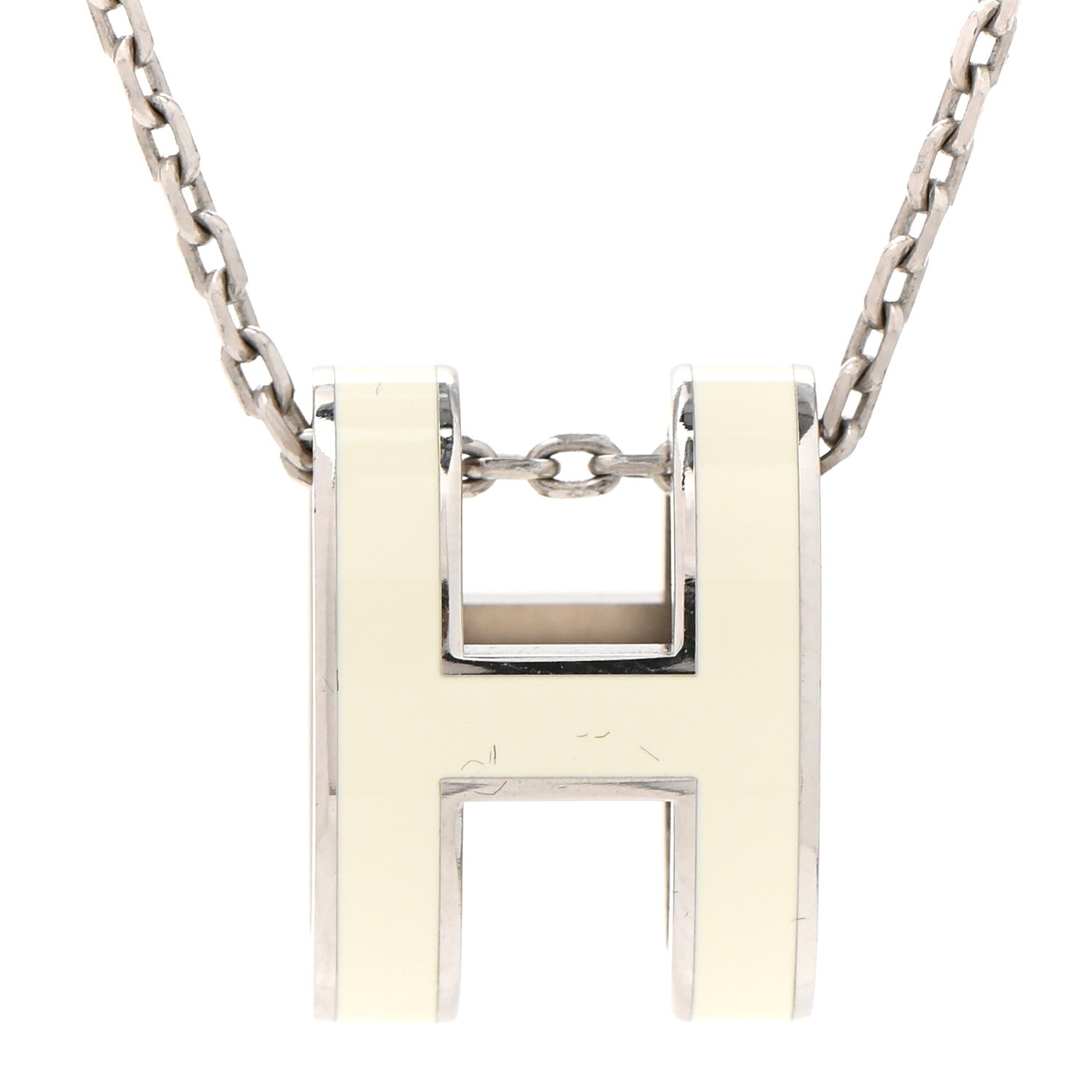Hermes Lacquered Palladium Pop H Pendant Necklace White 4 of 6