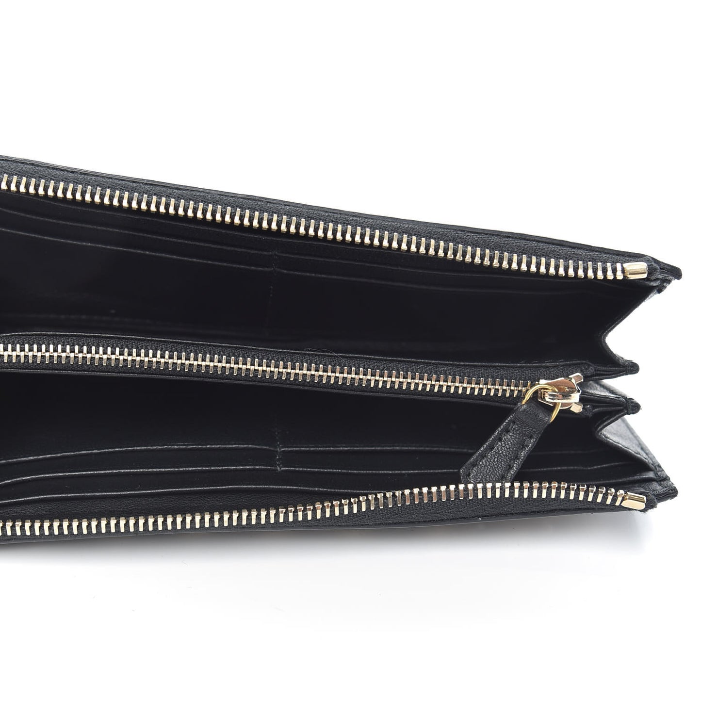 Nappa Studded Skull Zip Around Wallet Black