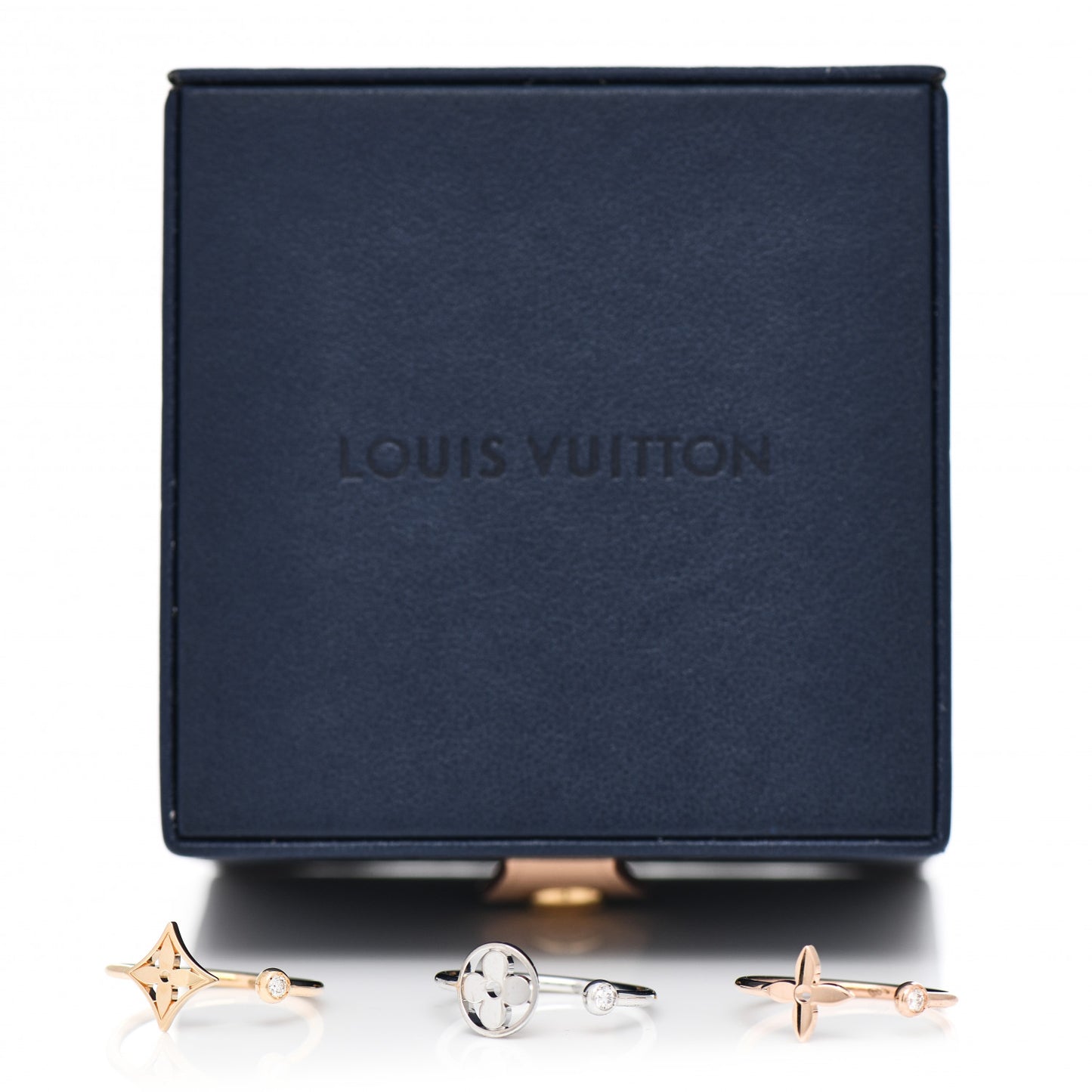 18K Yellow Pink White Gold Diamond Idylle Blossom Ring 3 Set 55 7.25