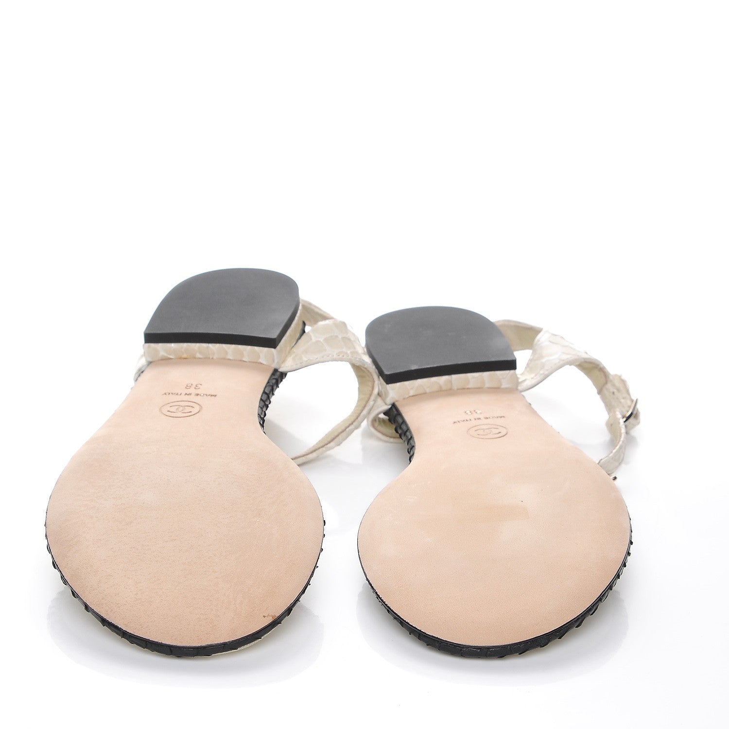 Chanel Python CC Thong Sandals 38 Beige Clair 6 of 7