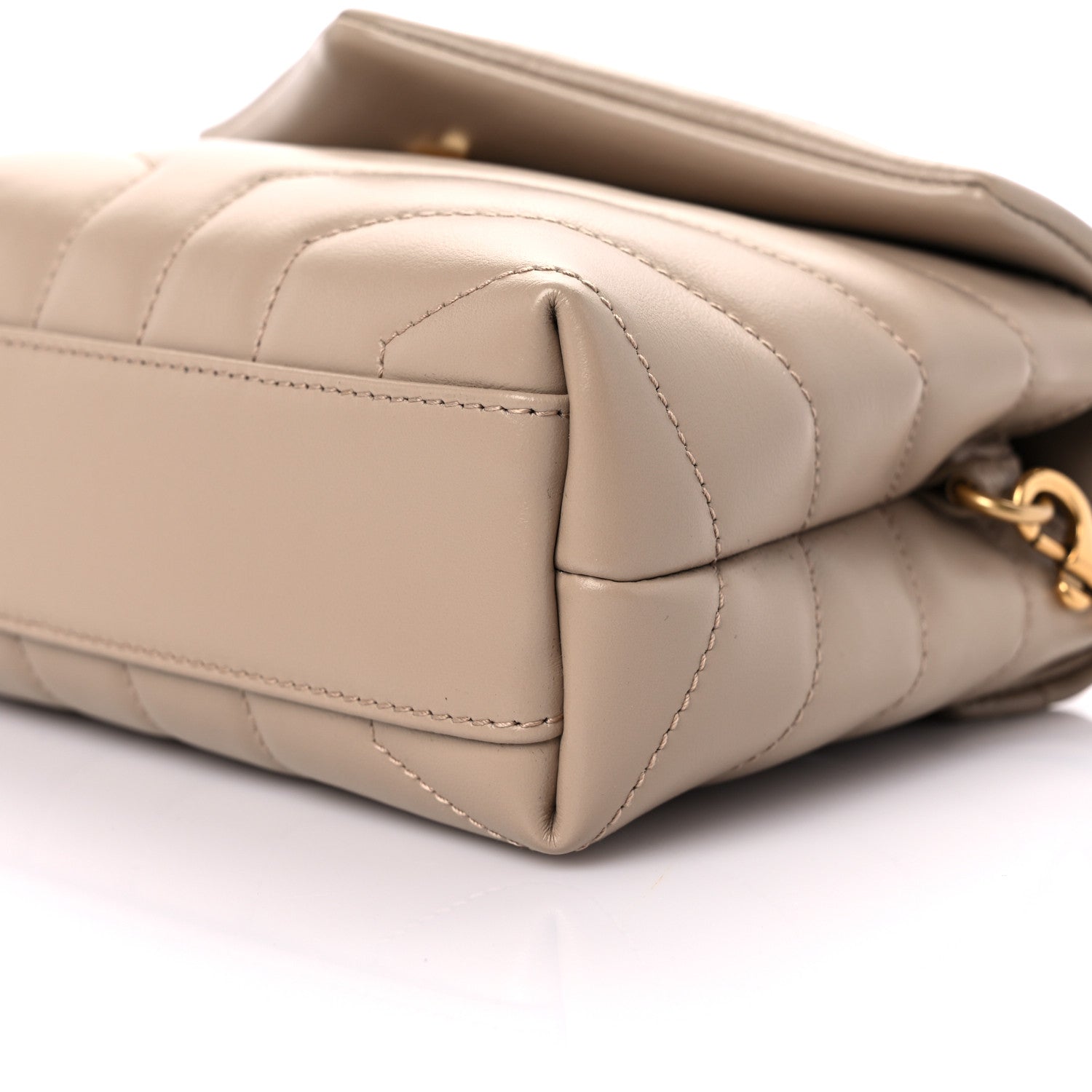 Saint Laurent Calfskin Y Quilted Monogram Toy Loulou Crossbody Bag Dark Beige 9 of 10