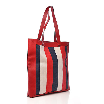 Gucci Canvas Calfskin Sylvie Stripe Logo Mens Tote Red White Blue 2 of 9
