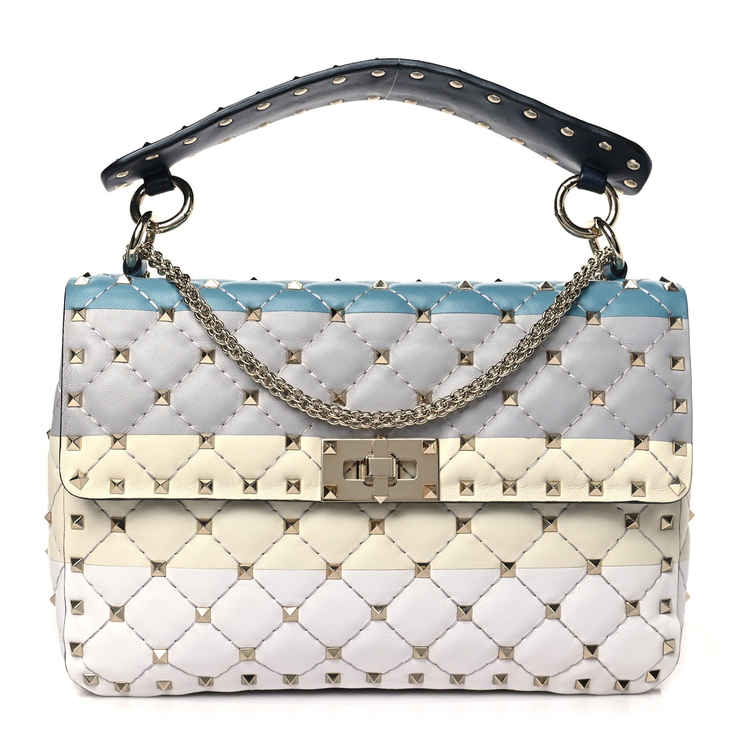 Valentino Garavani Nappa Medium Rockstud Spike Striped Shoulder Bag Multicolor 1 of 8