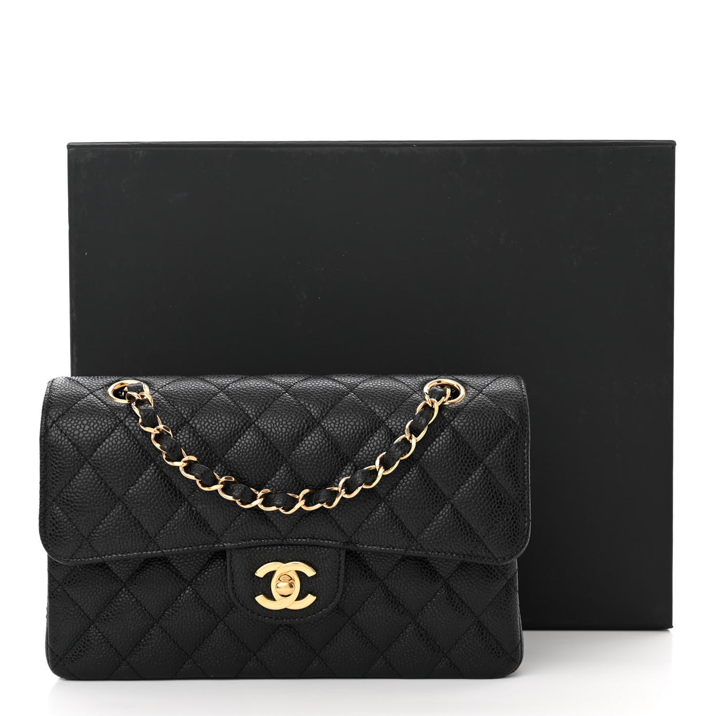 Caviar Quilted Small Double Flap Black