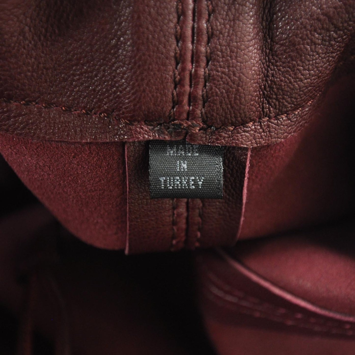 Leather Packable Drawstring Tote Dark Red