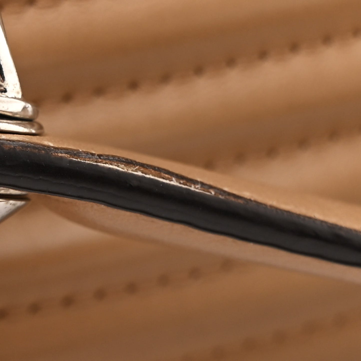 Shiny Nappa Trapuntata Small DotCom Click Chain Satchel Cuoio