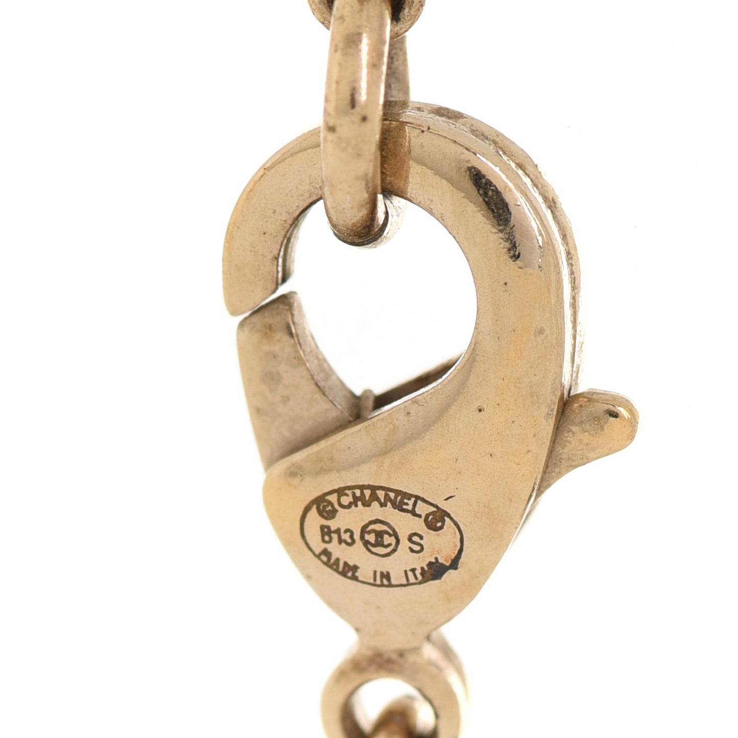 Pearl CC Drop Necklace Gold