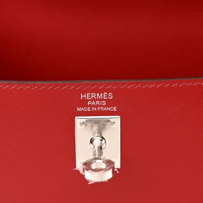 Hermes Madame Calfskin Verso Kelly Sellier 25 Rouge Piment Rose Shocking 6 of 10