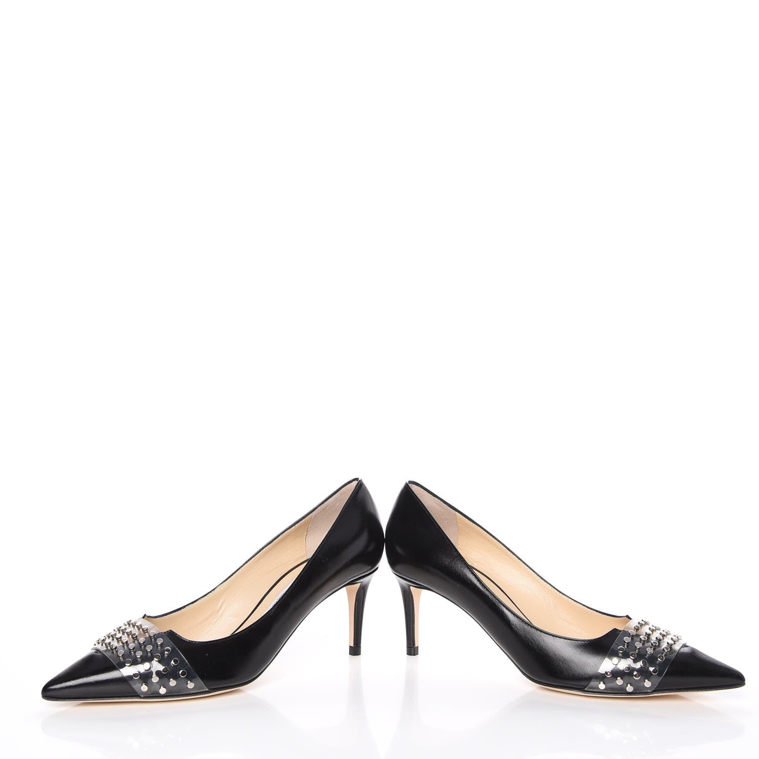 Jimmy Choo Smooth Calfskin Studded Hazel 65 Pointy Toe Pumps 35.5 Black Silver 6 of 10