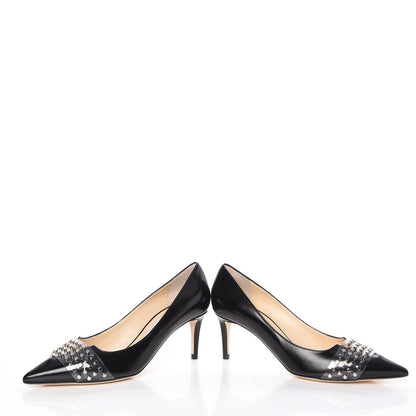 Jimmy Choo Smooth Calfskin Studded Hazel 65 Pointy Toe Pumps 35.5 Black Silver 6 of 10